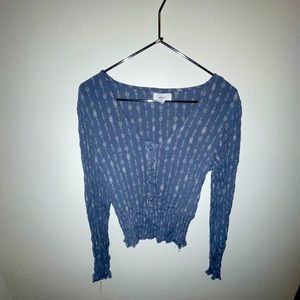 Long Sleeve Button Down Crop Top